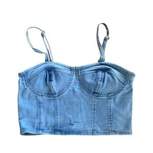 Thrill Jeans juniors cami cropped top with adjustable straps light-washed size M